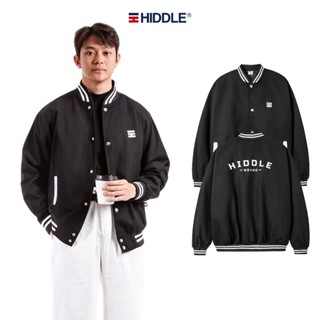 Áo khoác nam varsity jacket kaki 2 lớp HIDDLE phối viền chính hãng | H04-AK2