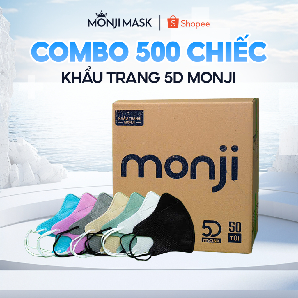 Thùng 500 Chiếc Khẩu Trang ( Túi Zip ) 5D Monji Cao cấp - Công Nghệ Nhật Bản 3…