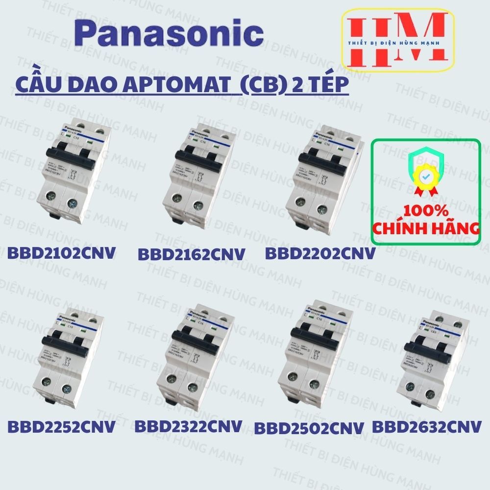 Cầu dao CB 2P 2 tép Panasonic 10A 16A 20A 25A 32A 40A 50A 63A Chính hãng