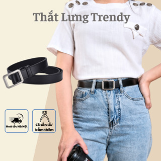 Thắt lưng bản nhỏ không lỗ 2.3cm mặt chữ nhật vuông Nam Nữ Ulzzang Dây nịt vuông CHỮ NHẬT Unisex bản nhỏ 2.3cm TL001