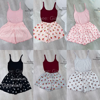 Sét đồ ngủ hai dây họa tiết sexxy co giãn, Bộ ngủ 2 dây mát lạnh BN0082 - NhiNhi Shop