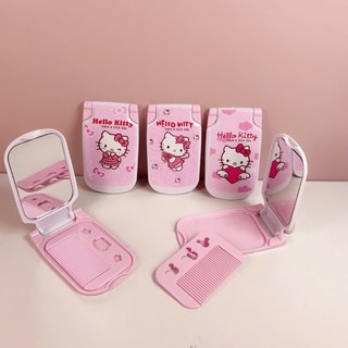 Gương lược gấp gọn Hello Kitty màu hồng đáng yêu cho bé