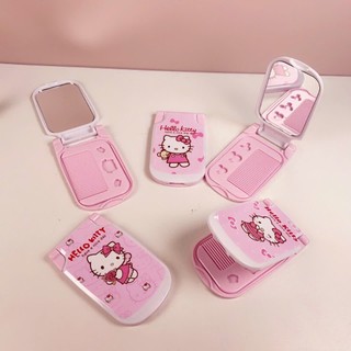 Gương lược gấp gọn Hello Kitty màu hồng đáng yêu cho bé
