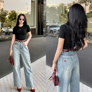  Quần Jeans Nữ Quần Bò Nữ Cạp Cao Chất Mềm Thêu Tim Nhỏ Xinh Xinh Có Size Đến 65 kg MS 433 434 