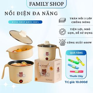  Nồi Lẩu Điện MINI Đã Năng - Cao Cấp Ca Nấu Mì Siêu Tốc Công Suất 600W Kèm Khay Hấp Bảo Hành 12 Tháng 
