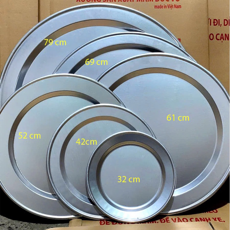 #Giá sốc# Mâm nhôm trắng đúc bo viền cỡ từ 32cm - 80cm- Mâm nhôm cao cấp mịn không thô giáp, chất liệu nhôm an toàn