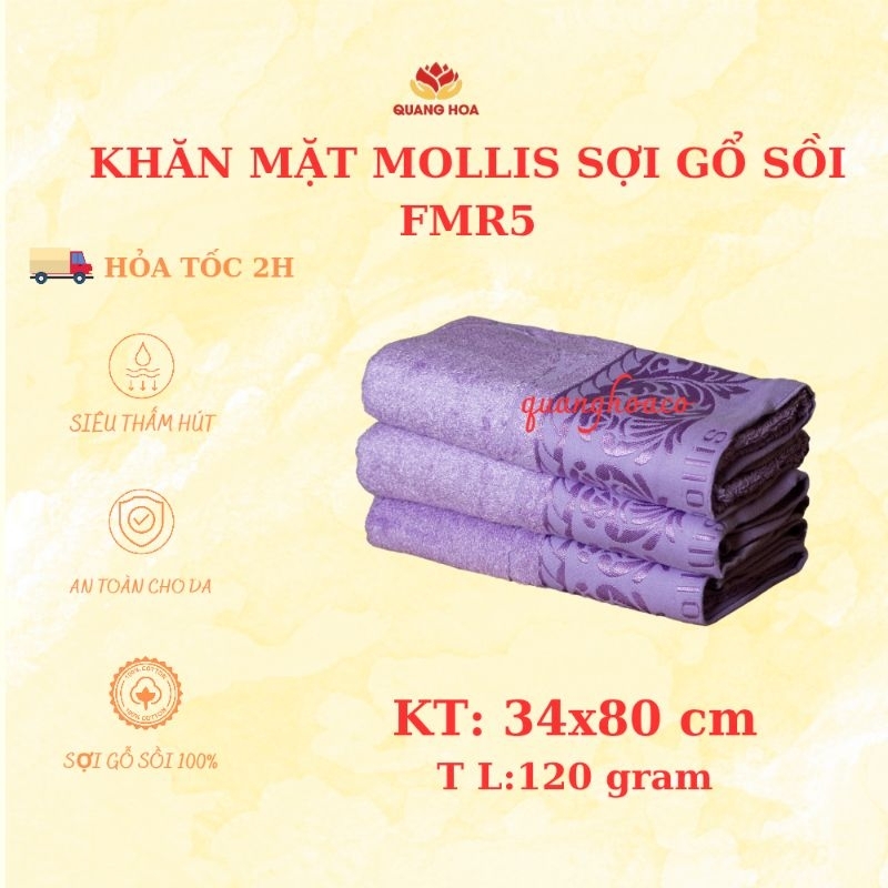 Mollis khăn mặt chất liệu sợi gỗ modal FMR5 kt 34 x 80 cm