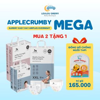 Bỉm ngựa dán quần Applecrumby ngày và đêm SlimDry Easy Day, AirPlus Overnight cho bé đủ size MEGA