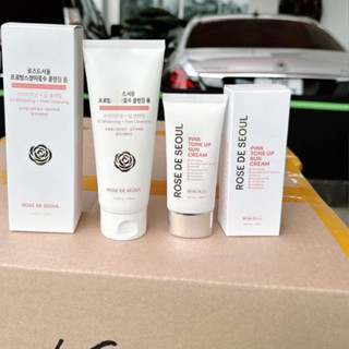 (Bản vỏ trắng)Combo kem chống nắng rose de seoul 50ml hạn dùng 2027 và sữa rửa mặt rose de seoul date 2027