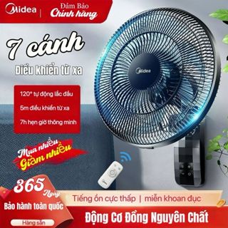 Quạt treo tường Midea 7 cánh 3 tốc độ gió điều khiển từ xa siêu mát tiếng ồn thấp 7h hẹn giờ