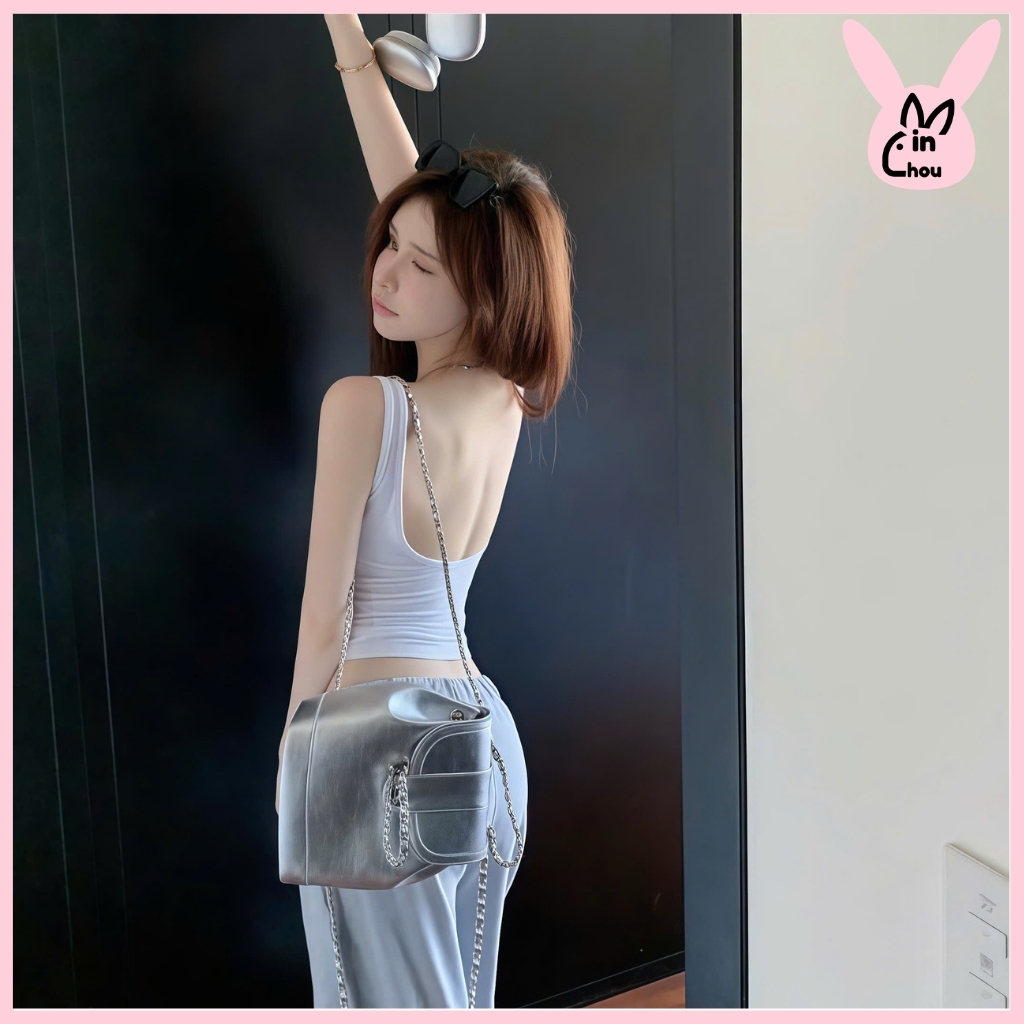 Áo Hai Dây Nữ Hở Lưng Có Mút Ngực Minchou Áo Đi Biển Nữ Ôm Body Chất Vải Cotton Co Giãn | BigBuy360 - bigbuy360.vn