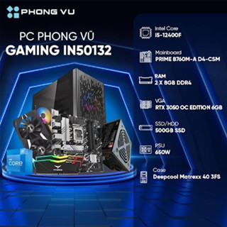 PC Gaming Phong Vũ Apollo E002 (i5-12400F/RTX 3050/2x8GB/500GB SSD/Free DOS)