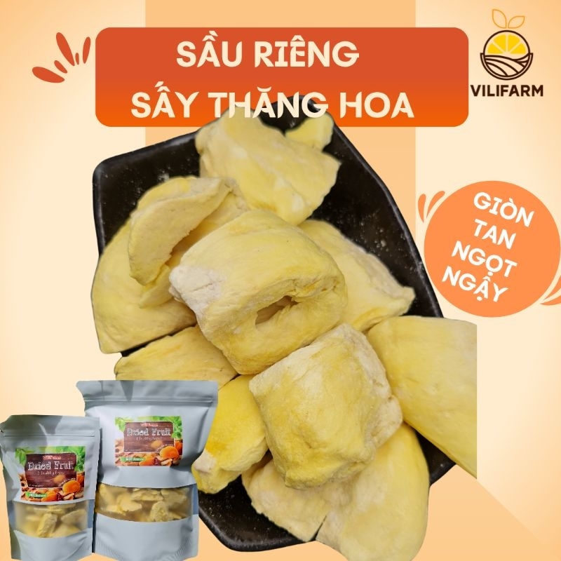 SẦU RIÊNG SẤY THĂNG HOA NGUYÊN MÚI VILIFARM không đường ngọt đậm vị sầu