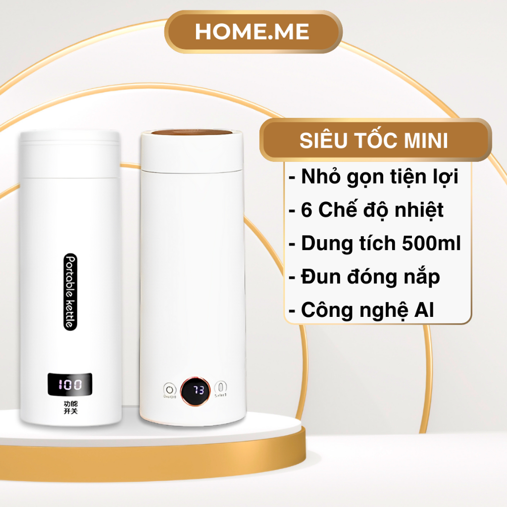 Bình đun nước siêu tốc mini du lịch 4 chế độ nhiệt, bình nước bệnh viện đa năng 330ml 500ml tự ngắt khi sôi
