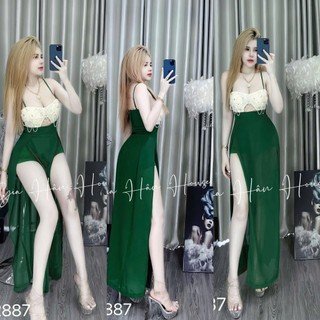 Đầm dây hạt chuỗi ngọc saphia