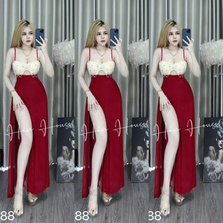 Đầm dây hạt chuỗi ngọc saphia