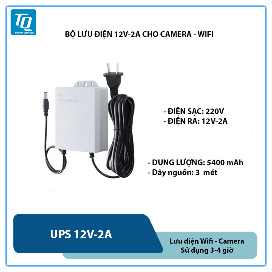 Bộ lưu điện DUNG LƯỢNG CAO dành cho Wifi Camera - UPS 12V (chạy wifi được 4-12 giờ) kèm Nguồn 12v
