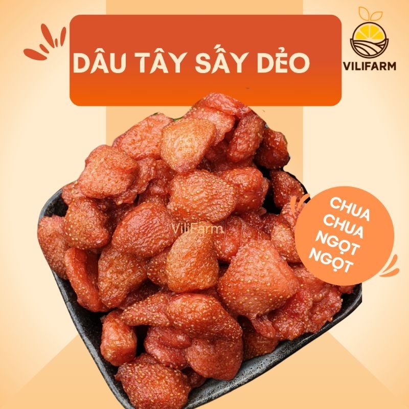 DÂU TÂY SẤY DẺO ÍT ĐƯỜNG VILIFARM chua ngọt thơm tự nhiên