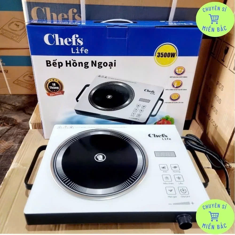 Bếp Hồng Ngoại CHEFS LIFE Chính Hãng, Công Suất 3500W, Tự Động Điều Chỉnh Công Suất, BH 12 Tháng