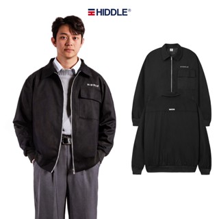 Áo khoác nam kaki 2 lớp bo chun HIDDLE có túi trong,màu đen cổ bẻ | H9-AK5