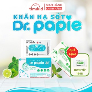 Khăn Lau Hạ Sốt Dr Papie 0M+ 3M+ Thải Nhiệt Hạ Sốt Nhanh Cho Bé Hộp 5 Gói x 5 Khăn/Gói