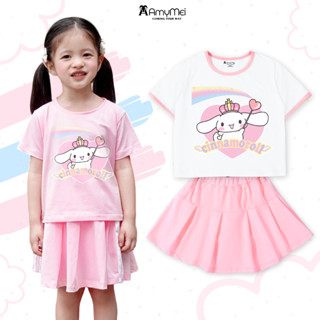 Set váy bé gái Cinnamoroll Amymei áo croptop, thun cotton 4c, thoáng mát, cho bé 16kg-50kg VAYAOCROP
