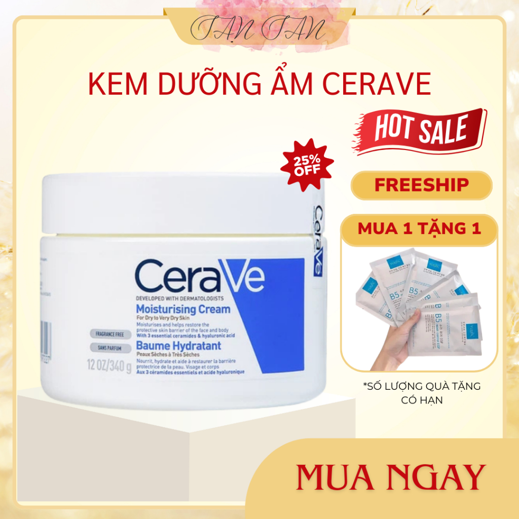 Cerave dưỡng ẩm Kem dưỡng ẩm dành cho da khô Cerave Daily Moisturizing Cream khối lượng 340g
