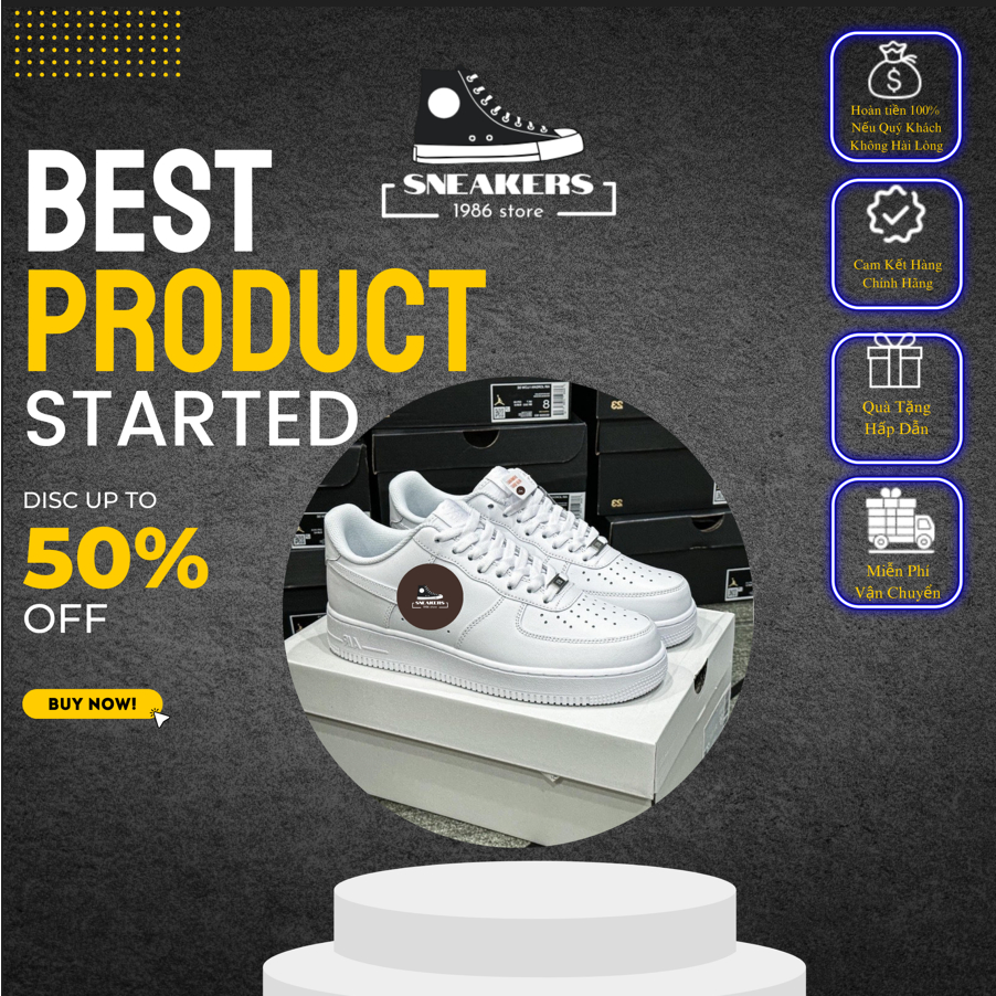 Giày_A.F.1 Trắng , Giày _A.F.1 Full Trắng Phong Cách Basic Dễ Phối Đồ Phối Mọi Outfit Hot Hit