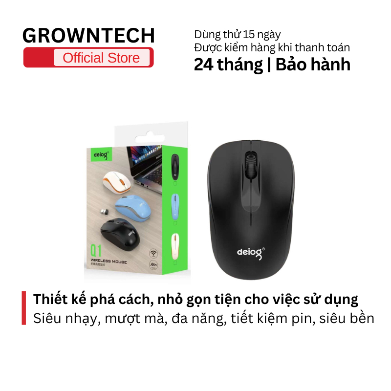 Chuột không dây Deiog DPI 1600dpi dùng trong văn phòng, chơi gaming kết nối USB tiện lợi