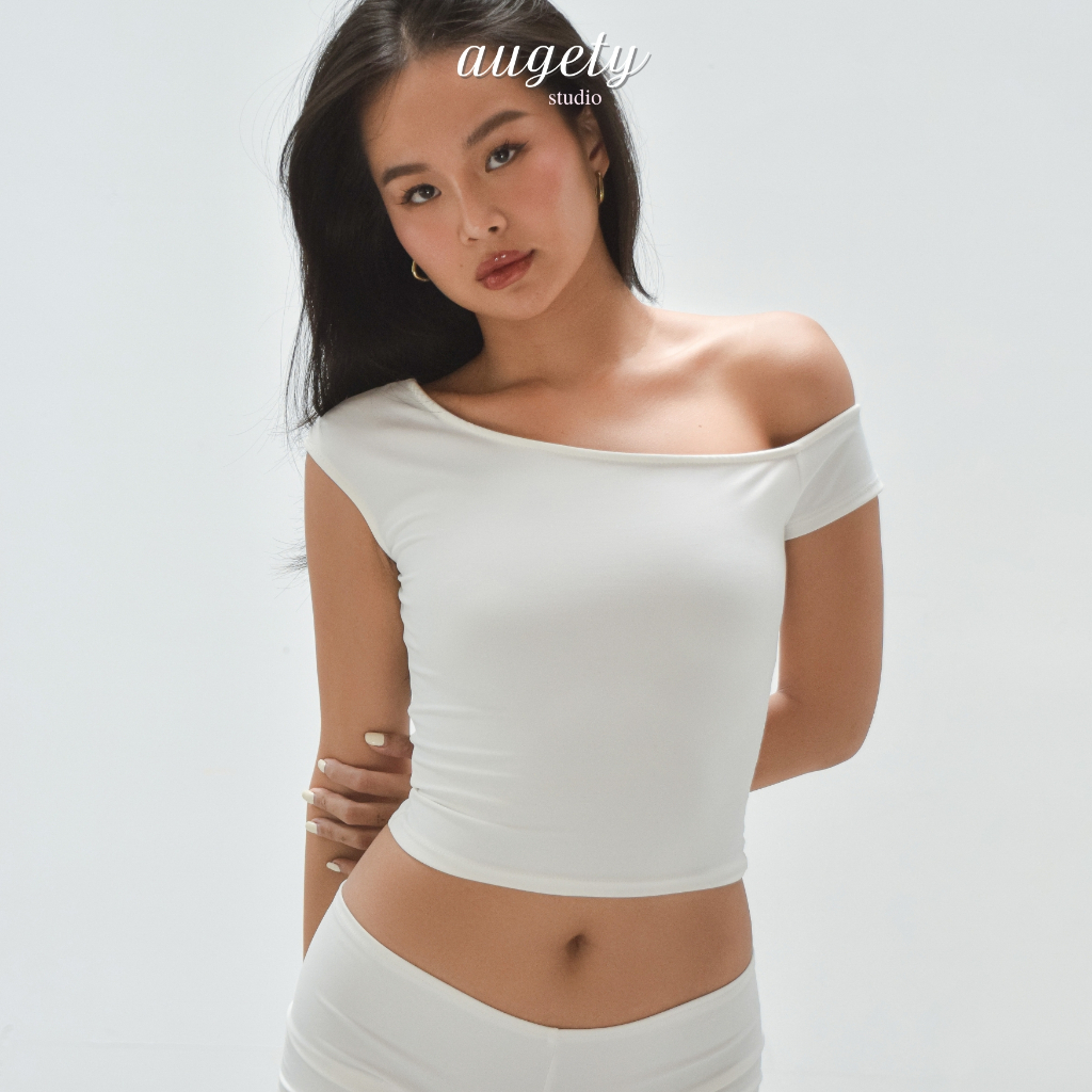 Áo Thun Ôm Trễ Vai Chiết Eo Vải Cao Cấp Augety Studio, DELILAH Top | BigBuy360 - bigbuy360.vn