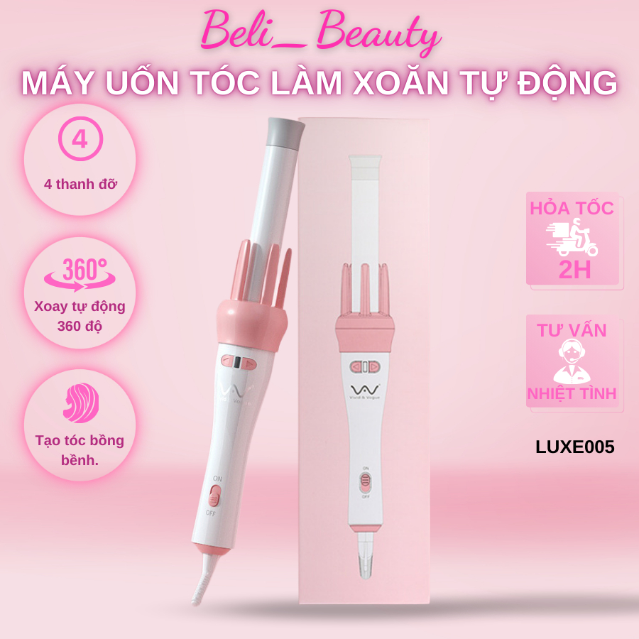 Máy Uốn Tóc Xoăn Sóng Nước Tự Động Trục Uốn 28mm, Vỏ Gốm Chống Bỏng, Tạo Kiểu Nhanh Chóng - LUXE005