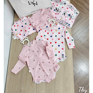  Đồ Bơi Tay Dài Cho Bé Gái Hoạ Tiết Hồng Tim Siêu Xinh 