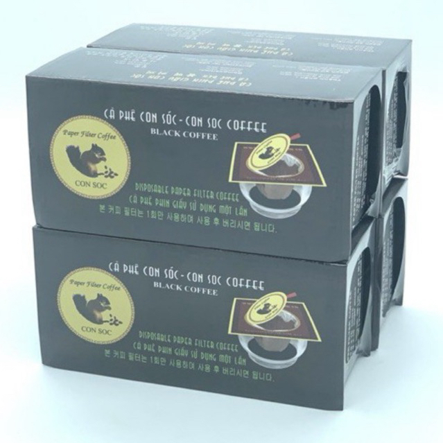 (Combo 4 hộp) Cà phê con sóc phin lọc đơn Đen