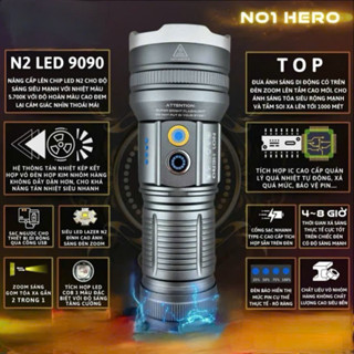 Đèn pin cầm tay siêu sáng MAXSTAR NO1 HERO chiếu xa 1000-1200m có zoom xa gần,có chế độ chống nước sạc ngược điện thoại