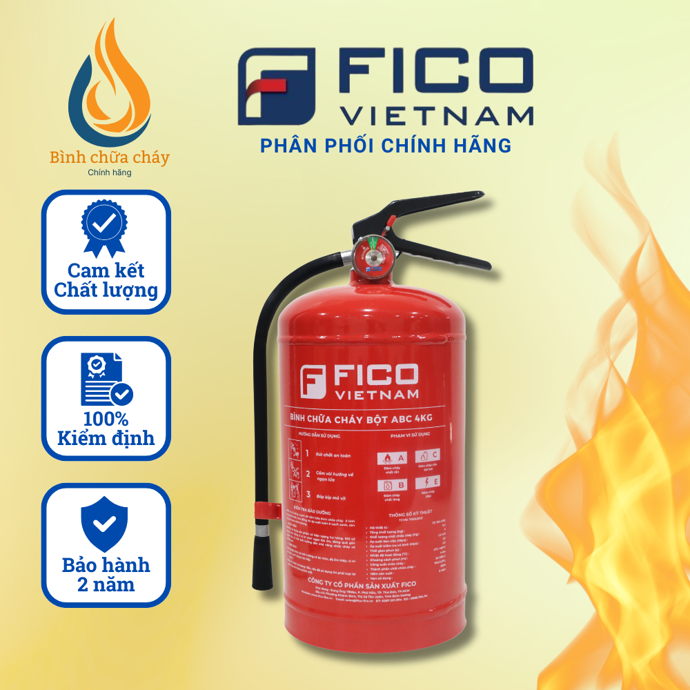Bình chữa cháy bột 4kg ABC FICO