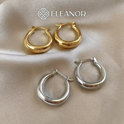 Bông tai nữ chuôi bạc 925 Eleanor Accessories khuyên tròn basic phụ kiện trang sức khuyên tai 9687