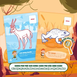 Sách Con tô màu: Thám hiểm Châu Phi (24 Stickers)