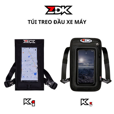 Túi ZDK treo đầu xe máy đựng điện thoại cảm ứng mượt mà, chất vải cao cấp có lỗ sạc tiện lợi