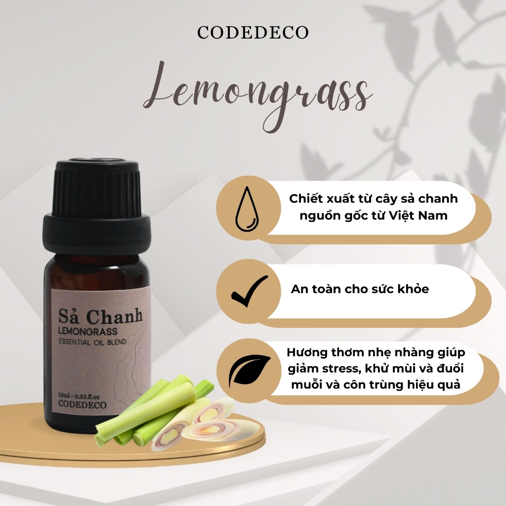 Tinh dầu khuếch tán CODEDECO Sả Chanh 10ml