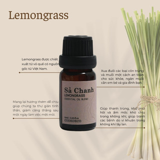 Tinh dầu khuếch tán CODEDECO Sả Chanh 10ml
