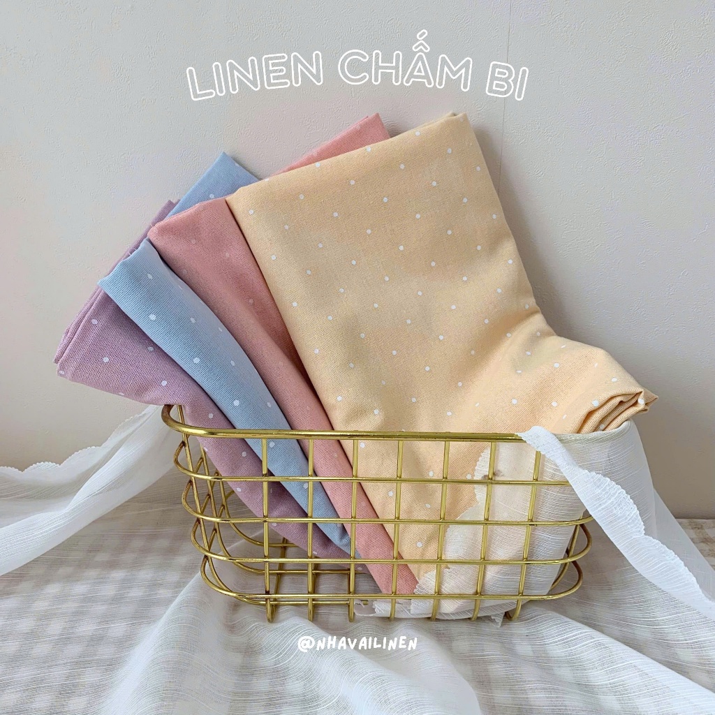 Vải Linen Bột HNB NHÀ VẢI LINEN Hoạ Tiết CHÂM BI Mềm Mại Độ Dày Vừa Đủ Chất Liệu An Toàn Cho Da