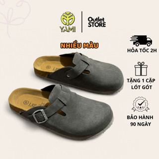 Dép Sục Đế Trấu Nam Nữ, Dép Sục Birken Boston Đế Trấu Cao Cấp Unisex Hot Trend Màu Xám Nâu, Dép Xuất Xịn YAMI