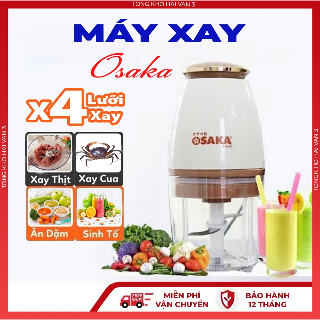 Máy Xay Đa Năng Osaka, Máy Say Sinh Tố, Máy Xay Thịt Cao Cấp Lưỡi Dao Lớn Không Gỉ Bảo Hành 12 Tháng
