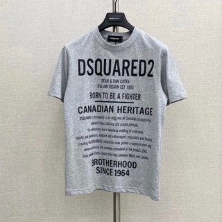 Áo Thun DSQ xám nhiều chữ chất cotton dành cho nam nữ bo cổ from unisex 1