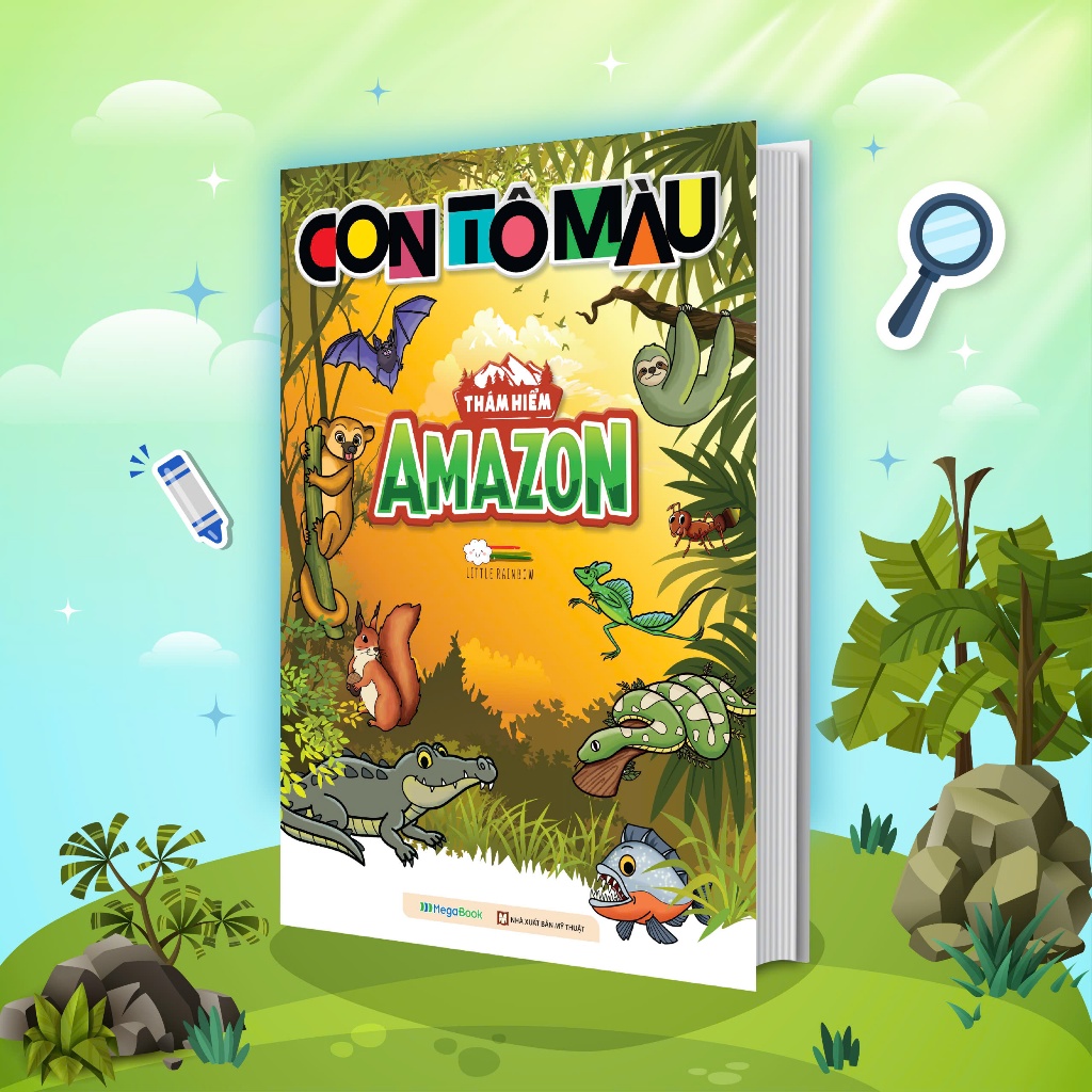 Sách Con tô màu: Thám hiểm Amazon (24 Stickers)