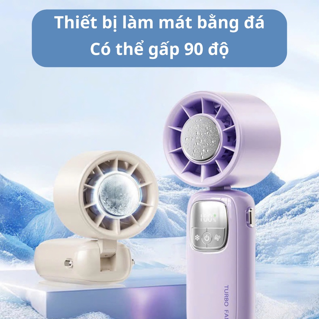 Quạt Tích Điện Cầm Tay 100 Tốc Độ Turbo Màn Hình Led Hiển Thị Dung Lượng Pin Lớn 8000MAH Q9