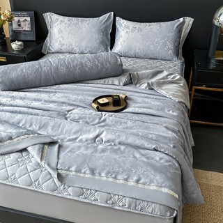  Bộ ga gối phi lụa 5 món chăn trần bông vân chìm set 5 món ga trần bông bọc đệm theo size giường 