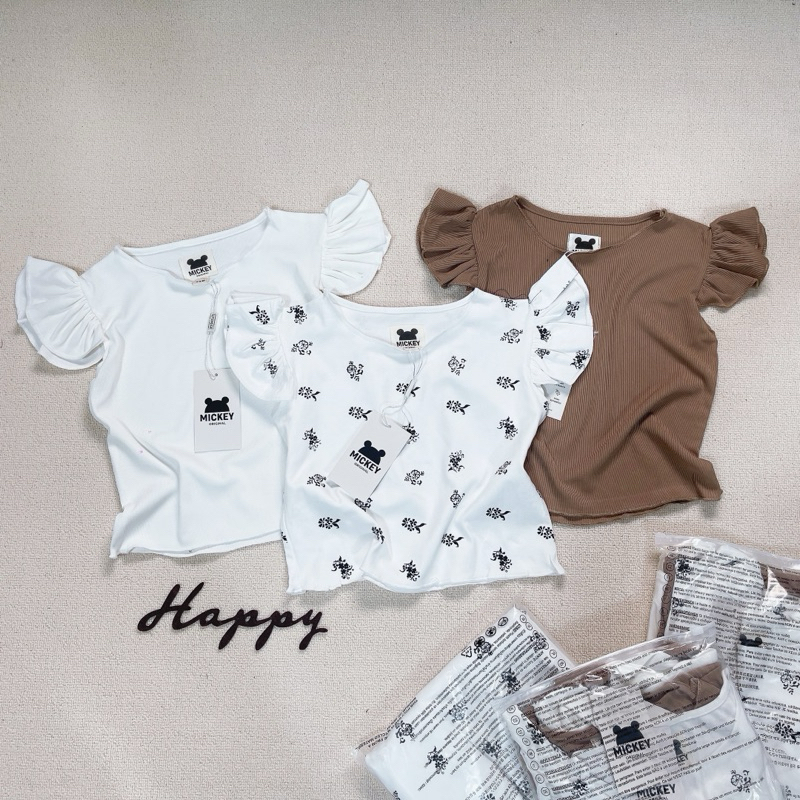 Set 3 áo thun cộc tay cánh tiên viền bèo phong cách Hàn Quốc cho bé gái