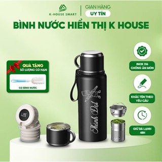 Bình nước giữ nhiệt Warrior K House inox 316 dung tích lớn 1000ml 2000ml có lọc bã trà giữ nhiệt lạnh hiển thị nhiệt độ
