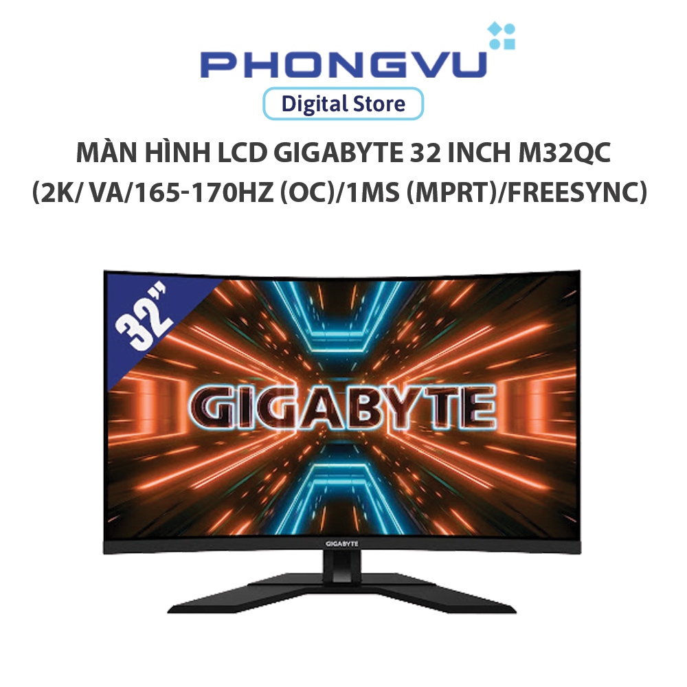 Màn hình LCD Gigabyte 32 inch M32QC (2K/ VA/ 165Hz - 170Hz (OC)/ 1ms (MPRT)/ Freesync) Đen - Bảo hàn